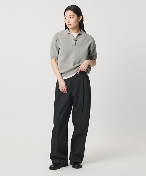 MARW UNITED ARROWS（マルゥ ユナイテッドアローズ）の「＜MARW UNITED ARROWS＞ポロカラー ショートスリーブ ニット（ニット/セーター・レディース・ホワイト/ライトグレー/ブラック・FREE）」の18枚目の写真