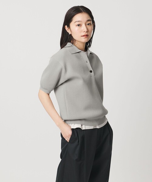MARW UNITED ARROWS（マルゥ ユナイテッドアローズ）の「＜MARW UNITED ARROWS＞ポロカラー ショートスリーブ ニット（ニット/セーター・レディース・ホワイト/ライトグレー/ブラック・FREE）」の17枚目の写真