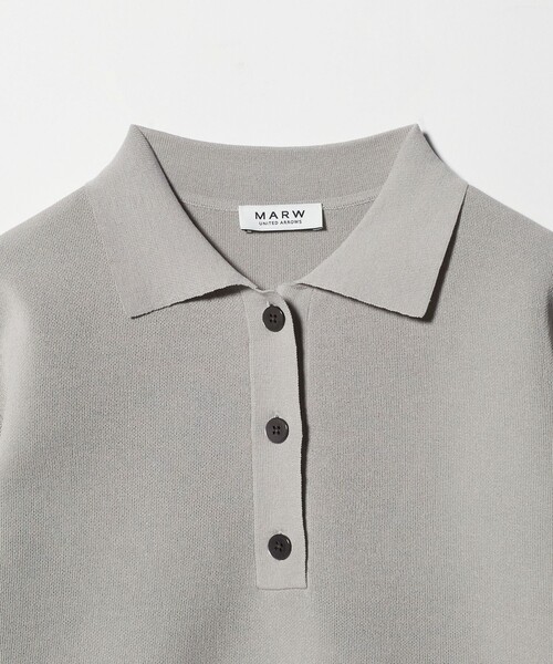MARW UNITED ARROWS（マルゥ ユナイテッドアローズ）の「＜MARW UNITED ARROWS＞ポロカラー ショートスリーブ ニット（ニット/セーター・レディース・ホワイト/ライトグレー/ブラック・FREE）」の14枚目の写真