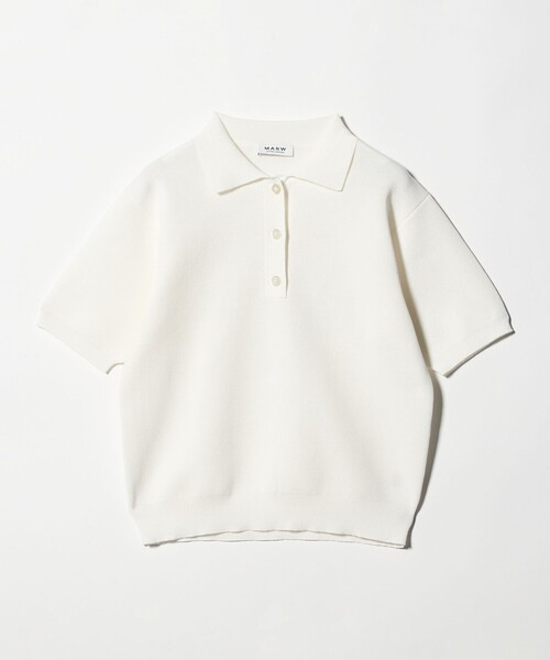 MARW UNITED ARROWS（マルゥ ユナイテッドアローズ）の「＜MARW UNITED ARROWS＞ポロカラー ショートスリーブ ニット（ニット/セーター・レディース・ホワイト/ライトグレー/ブラック・FREE）」の11枚目の写真
