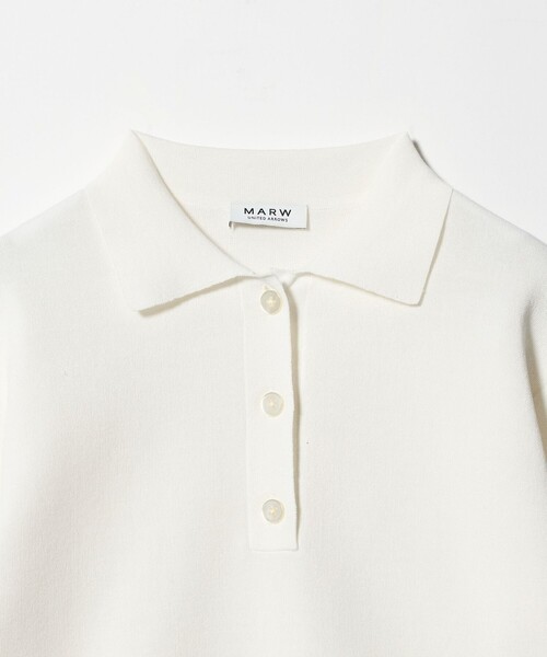 MARW UNITED ARROWS（マルゥ ユナイテッドアローズ）の「＜MARW UNITED ARROWS＞ポロカラー ショートスリーブ ニット（ニット/セーター・レディース・ホワイト/ライトグレー/ブラック・FREE）」の10枚目の写真