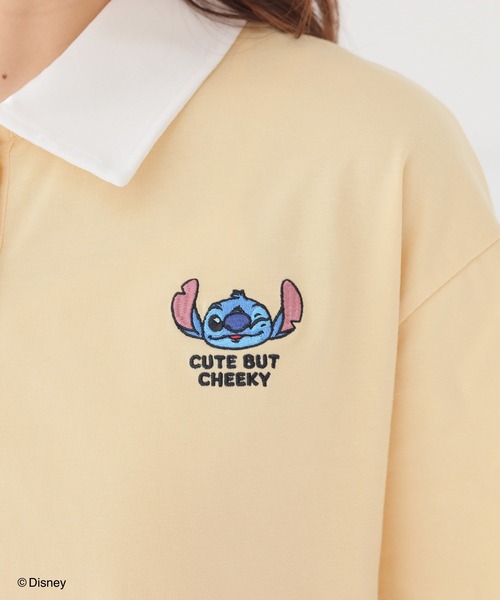 Honeys（ハニーズ）の「【ハニさら・接触冷感・ＵＶカット】ディズニー／衿付トップス（Tシャツ/カットソー・レディース・ネイビー/スミクロ/イエロー/ホワイト/グリーン・S/M/L/SS）」の19枚目の写真