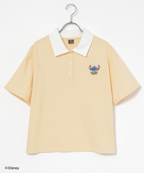 Honeys（ハニーズ）の「【ハニさら・接触冷感・ＵＶカット】ディズニー／衿付トップス（Tシャツ/カットソー・レディース・ネイビー/スミクロ/イエロー/ホワイト/グリーン・S/M/L/SS）」の18枚目の写真