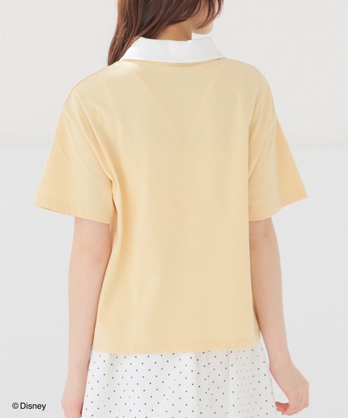 Honeys（ハニーズ）の「【ハニさら・接触冷感・ＵＶカット】ディズニー／衿付トップス（Tシャツ/カットソー・レディース・ネイビー/スミクロ/イエロー/ホワイト/グリーン・S/M/L/SS）」の15枚目の写真