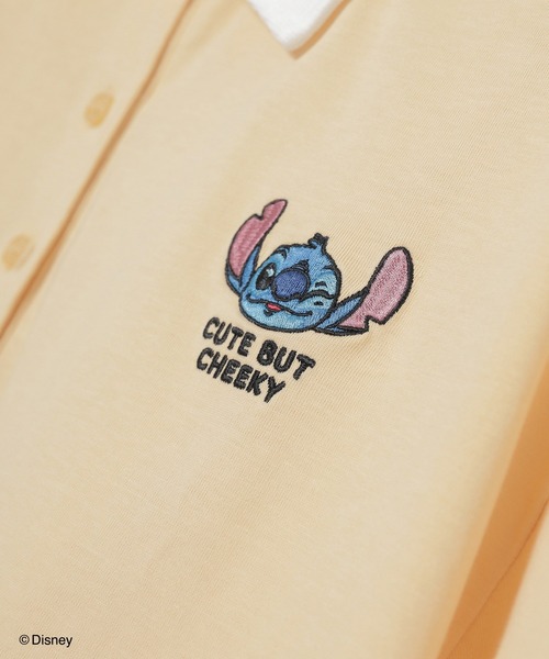 Honeys（ハニーズ）の「【ハニさら・接触冷感・ＵＶカット】ディズニー／衿付トップス（Tシャツ/カットソー・レディース・ネイビー/スミクロ/イエロー/ホワイト/グリーン・S/M/L/SS）」の13枚目の写真