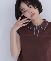 NATURAL BEAUTY BASIC | バイカラーラインスキッパーニット(ニット/セーター)