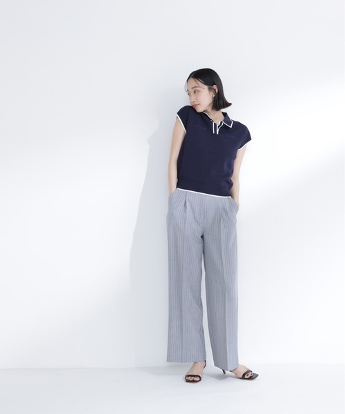 NATURAL BEAUTY BASIC(ナチュラルビューティーベーシック)の「バイカラーラインスキッパーニット(ニット/セーター・レディース・ホワイト系その他/ネイビー系/イエロー系その他/ブラウン系その他・フリ-)」の21枚目の写真