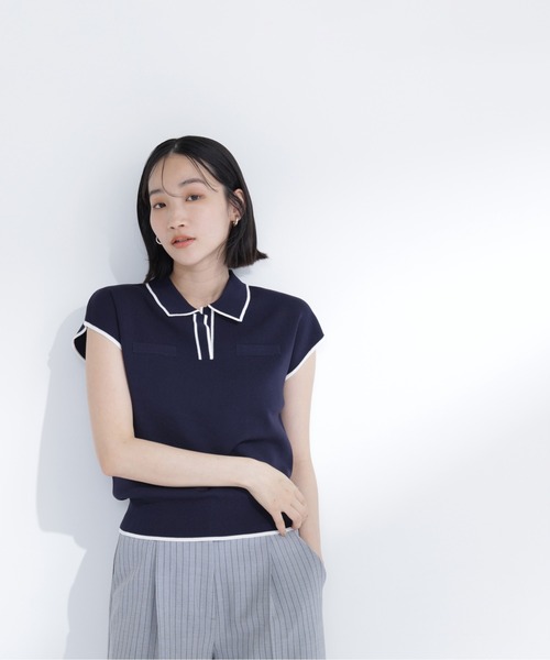 NATURAL BEAUTY BASIC(ナチュラルビューティーベーシック)の「バイカラーラインスキッパーニット(ニット/セーター・レディース・ホワイト系その他/ネイビー系/イエロー系その他/ブラウン系その他・フリ-)」の22枚目の写真
