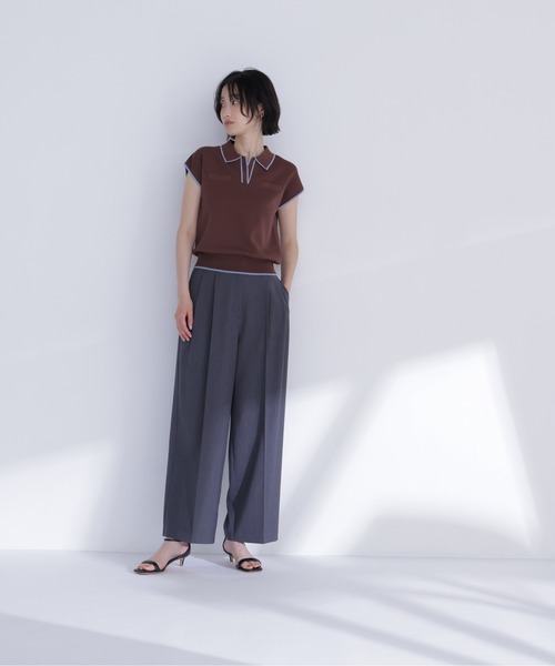 NATURAL BEAUTY BASIC(ナチュラルビューティーベーシック)の「バイカラーラインスキッパーニット(ニット/セーター・レディース・ホワイト系その他/ネイビー系/イエロー系その他/ブラウン系その他・フリ-)」の13枚目の写真