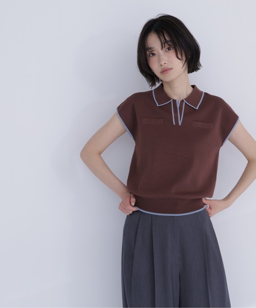 NATURAL BEAUTY BASIC(ナチュラルビューティーベーシック)の「バイカラーラインスキッパーニット(ニット/セーター・レディース・ホワイト系その他/ネイビー系/イエロー系その他/ブラウン系その他・フリ-)」の14枚目の写真