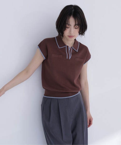 NATURAL BEAUTY BASIC(ナチュラルビューティーベーシック)の「バイカラーラインスキッパーニット(ニット/セーター・レディース・ホワイト系その他/ネイビー系/イエロー系その他/ブラウン系その他・フリ-)」の16枚目の写真