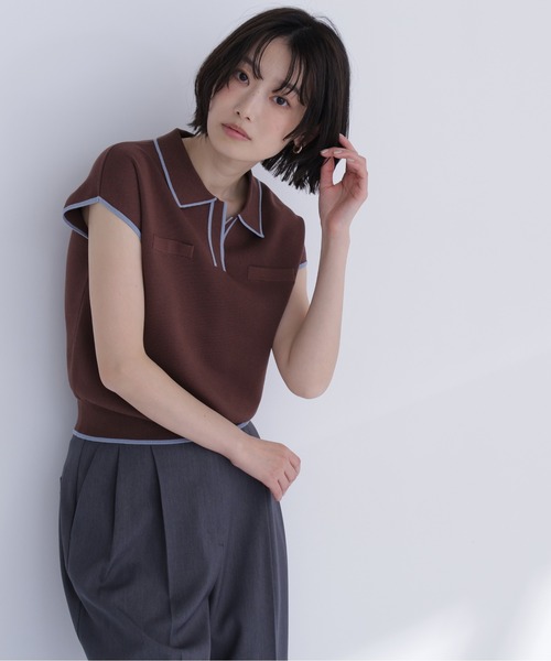 NATURAL BEAUTY BASIC(ナチュラルビューティーベーシック)の「バイカラーラインスキッパーニット(ニット/セーター・レディース・ホワイト系その他/ネイビー系/イエロー系その他/ブラウン系その他・フリ-)」の18枚目の写真