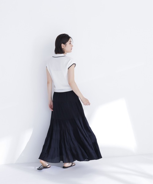 NATURAL BEAUTY BASIC(ナチュラルビューティーベーシック)の「バイカラーラインスキッパーニット(ニット/セーター・レディース・ホワイト系その他/ネイビー系/イエロー系その他/ブラウン系その他・フリ-)」の9枚目の写真