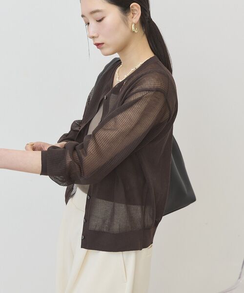 AMERICAN HOLIC(アメリカンホリック)の「シアーリブニットカーディガン(カーディガン/ボレロ・レディース・ネイビー/レッド/ブラウン・L/M)」の15枚目の写真