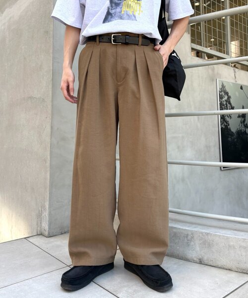 CIAOPANIC TYPY（チャオパニックティピー）の「【接触冷感素材で夏も快適】男女兼用/レーヨンナイロン2タックワイドスラックス（スラックス・メンズ・ブラウン/ホワイト/ブラック・LARGE/MEDIUM）」の3枚目の写真