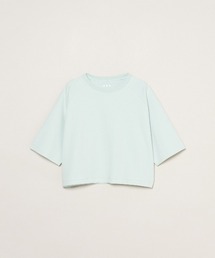 three dots（スリードッツ）の「ダブルニット スーピマ クロップドTシャツ（ニット/セーター）」