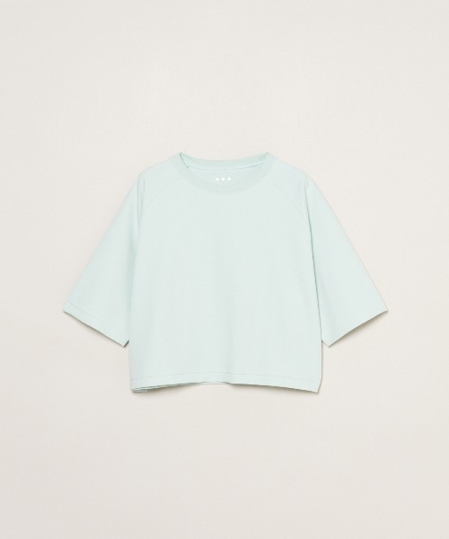 three dots(スリードッツ)の「ダブルニット スーピマ クロップドTシャツ(ニット/セーター・レディース・グリーン系その他/ベージュ系その他/ブラック・S)」の3枚目の写真
