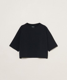 three dots（スリードッツ）の「ダブルニット スーピマ クロップドTシャツ（ニット/セーター）」