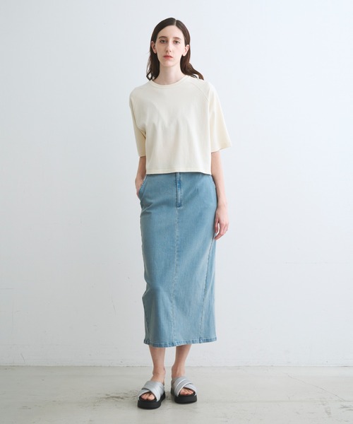 three dots(スリードッツ)の「ダブルニット スーピマ クロップドTシャツ(ニット/セーター・レディース・グリーン系その他/ベージュ系その他/ブラック・S)」の11枚目の写真