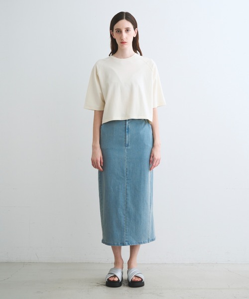 three dots(スリードッツ)の「ダブルニット スーピマ クロップドTシャツ(ニット/セーター・レディース・グリーン系その他/ベージュ系その他/ブラック・S)」の9枚目の写真