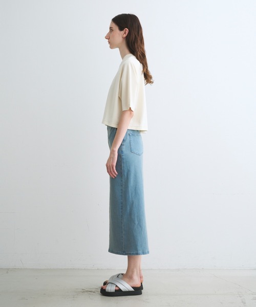 three dots(スリードッツ)の「ダブルニット スーピマ クロップドTシャツ(ニット/セーター・レディース・グリーン系その他/ベージュ系その他/ブラック・S)」の8枚目の写真