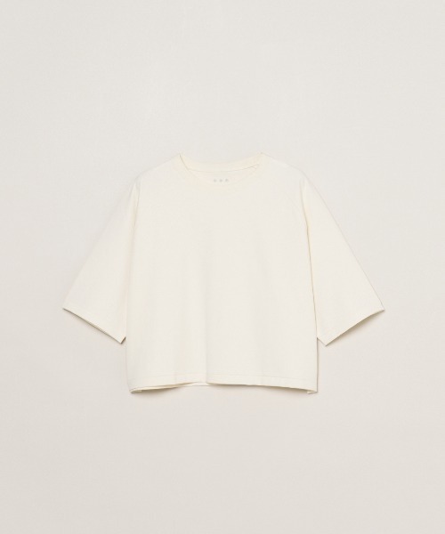 three dots(スリードッツ)の「ダブルニット スーピマ クロップドTシャツ(ニット/セーター・レディース・グリーン系その他/ベージュ系その他/ブラック・S)」の6枚目の写真