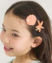 Lycee mine | イミテーションパール付きシェルヘアクリップ(2コセット)【子供服】【キッズ】【女の子】(バレッタ/ヘアクリップ)