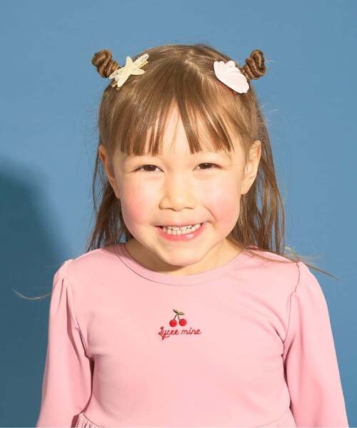 Lycee mine(リセマイン)の「イミテーションパール付きシェルヘアクリップ(2コセット)【子供服】【キッズ】【女の子】(バレッタ/ヘアクリップ・キッズ・オレンジ/ミント/ピンク/レモンイエロー・F)」の12枚目の写真