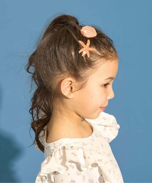 Lycee mine(リセマイン)の「イミテーションパール付きシェルヘアクリップ(2コセット)【子供服】【キッズ】【女の子】(バレッタ/ヘアクリップ・キッズ・オレンジ/ミント/ピンク/レモンイエロー・F)」の15枚目の写真
