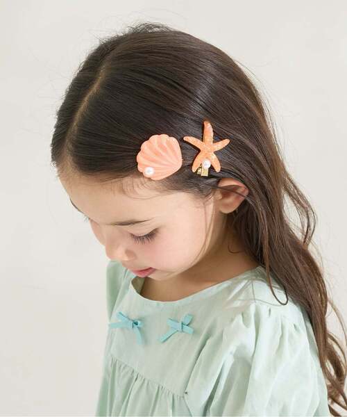 Lycee mine(リセマイン)の「イミテーションパール付きシェルヘアクリップ(2コセット)【子供服】【キッズ】【女の子】(バレッタ/ヘアクリップ・キッズ・オレンジ/ミント/ピンク/レモンイエロー・F)」の16枚目の写真