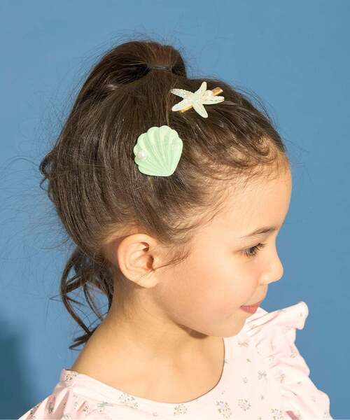 Lycee mine(リセマイン)の「イミテーションパール付きシェルヘアクリップ(2コセット)【子供服】【キッズ】【女の子】(バレッタ/ヘアクリップ・キッズ・オレンジ/ミント/ピンク/レモンイエロー・F)」の19枚目の写真