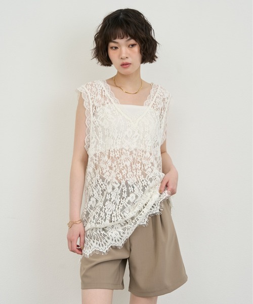 Lace Sleeveless Tunic Top / レースノースリーブチュニックトップ