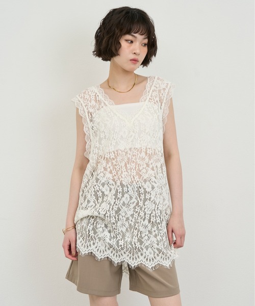Lace Sleeveless Tunic Top / レースノースリーブチュニックトップ