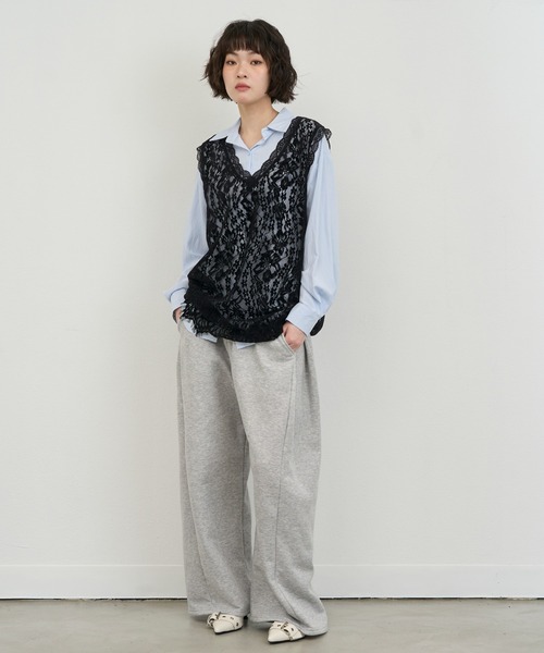 NUJOH(ヌゾ)の「Lace Sleeveless Tunic Top / レースノースリーブチュニックトップ(ベスト・レディース・ホワイト/ブラック・FREE)」の21枚目の写真