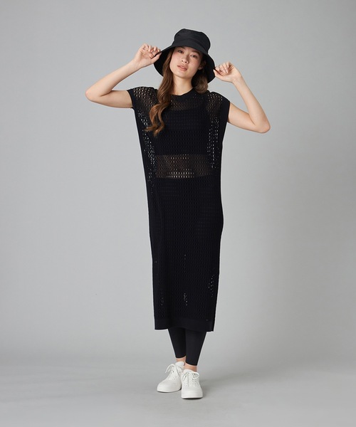 Chacott(チャコット)の「【ノーソイングニット】メッシュニットワンピース(ワンピース・レディース・ブラック/ダークパープル・M)」の1枚目の写真
