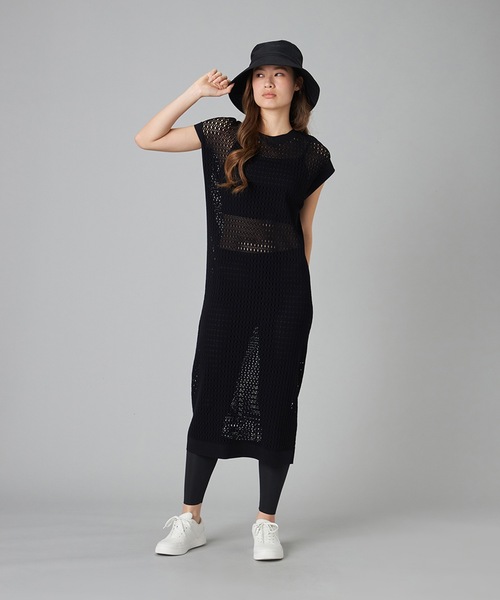 Chacott(チャコット)の「【ノーソイングニット】メッシュニットワンピース(ワンピース・レディース・ブラック/ダークパープル・M)」の3枚目の写真