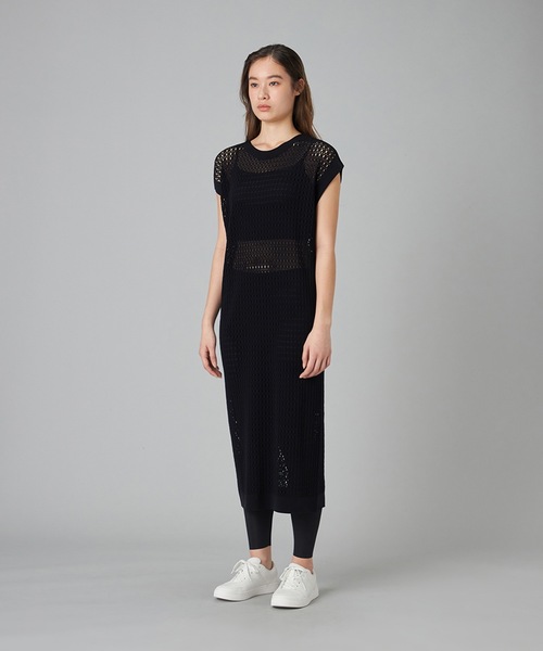 Chacott(チャコット)の「【ノーソイングニット】メッシュニットワンピース(ワンピース・レディース・ブラック/ダークパープル・M)」の4枚目の写真