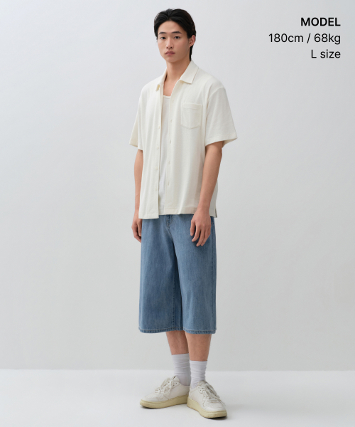 MUSINSA STANDARD（ムシンサスタンダード）の「テリークロス 半袖シャツ [クリーム]（シャツ/ブラウス・メンズ・その他・SMALL/MEDIUM/LARGE/X-LARGE/2XL）」の2枚目の写真