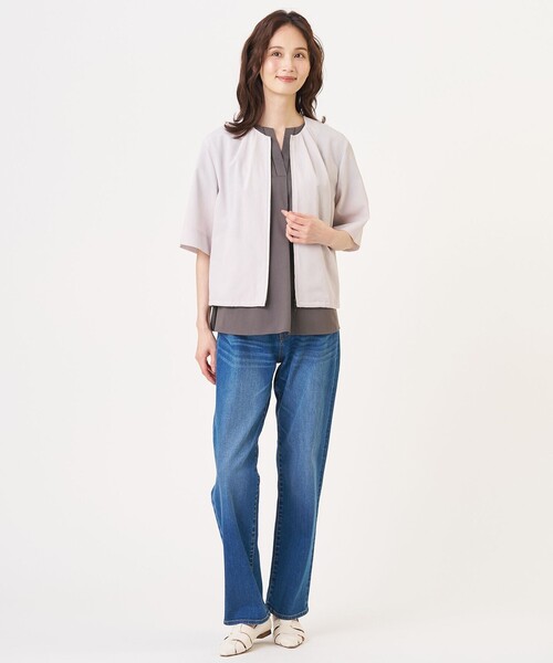 J.PRESS(ジェイプレス)の「プレーティングジャージー チュニック丈 カットソー(Tシャツ/カットソー・レディース・ローズ系/グレー系/ネイビー系/ライトグレー系・LARGE/MEDIUM)」の12枚目の写真