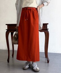 リネンライクウエストテープナロースカート