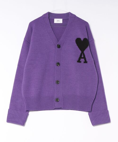 AMI Alexandre Mattiussi(アミアレクサンドルマテュッシ)の「AMI PARIS / AMI BIG HEART LOGO CADIGAN / AMI Paris.01(カーディガン/ボレロ・レディース・パープル/ホワイト/ネイビー/グレー・LARGE/MEDIUM/SMALL)」の6枚目の写真