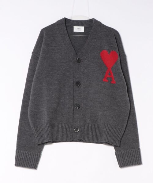 AMI Alexandre Mattiussi(アミアレクサンドルマテュッシ)の「AMI PARIS / AMI BIG HEART LOGO CADIGAN / AMI Paris.01(カーディガン/ボレロ・レディース・パープル/ホワイト/ネイビー/グレー・LARGE/MEDIUM/SMALL)」の12枚目の写真
