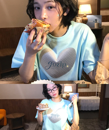[単独カラー] ゴジップハートパッチTシャツ (ミント)
