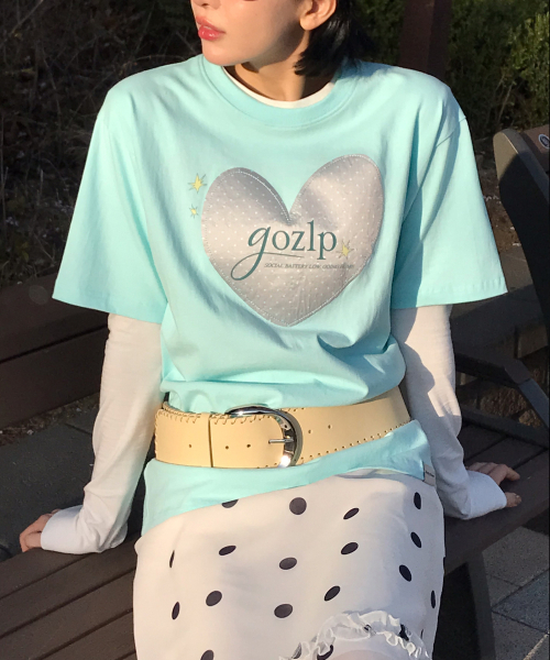 MISTIC MOON（ミスティック・ムーン）の「[単独カラー] ゴジップハートパッチTシャツ (ミント)（Tシャツ/カットソー・レディース・ミント・FREE）」の6枚目の写真