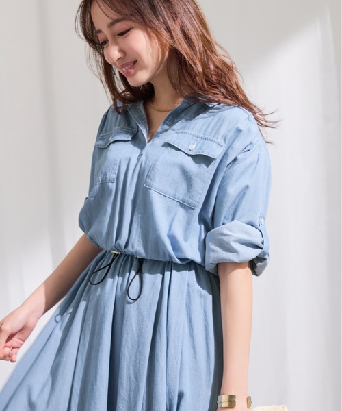 COHINA(コヒナ)の「ライトデニムドロストシャツワンピース 【低身長・小柄女性】(シャツワンピース・レディース・インディゴブルー/ライトインディゴブルー・SHORT/REGULAR)」の15枚目の写真
