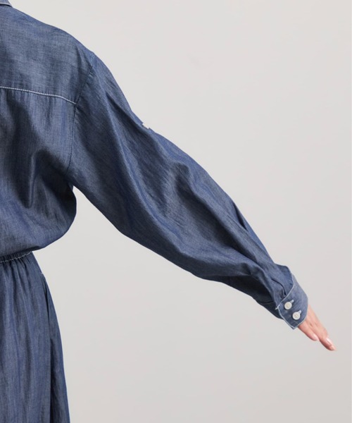 COHINA(コヒナ)の「ライトデニムドロストシャツワンピース 【低身長・小柄女性】(シャツワンピース・レディース・インディゴブルー/ライトインディゴブルー・SHORT/REGULAR)」の13枚目の写真