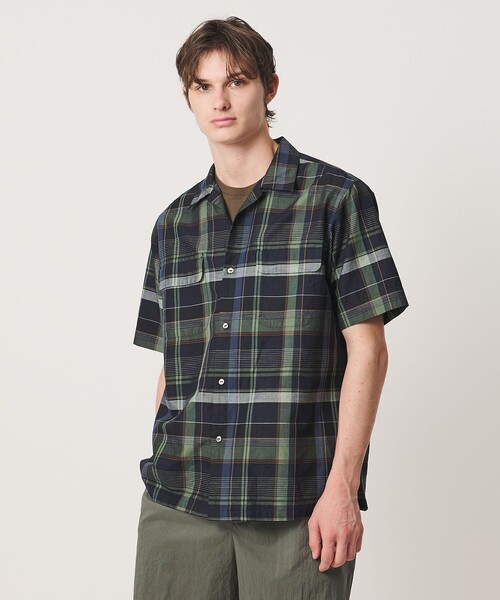 UNITED ARROWS(ユナイテッドアローズ)の「コットン/リネン ダークマドラスチェック オープンカラーシャツ(シャツ/ブラウス・メンズ・パープル/ブラック・S/M/L/XL)」の1枚目の写真