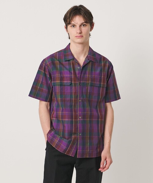 UNITED ARROWS(ユナイテッドアローズ)の「コットン/リネン ダークマドラスチェック オープンカラーシャツ(シャツ/ブラウス・メンズ・パープル/ブラック・S/M/L/XL)」の20枚目の写真