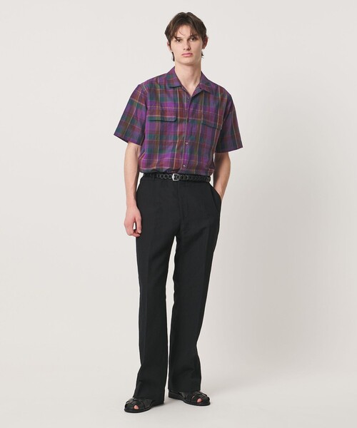 UNITED ARROWS(ユナイテッドアローズ)の「コットン/リネン ダークマドラスチェック オープンカラーシャツ(シャツ/ブラウス・メンズ・パープル/ブラック・S/M/L/XL)」の19枚目の写真