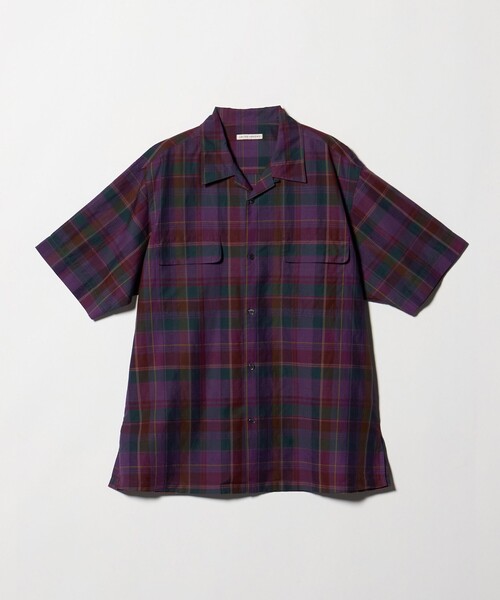 UNITED ARROWS(ユナイテッドアローズ)の「コットン/リネン ダークマドラスチェック オープンカラーシャツ(シャツ/ブラウス・メンズ・パープル/ブラック・S/M/L/XL)」の7枚目の写真